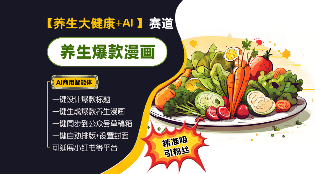 【养生大健康】养生爆款漫画高手︱AI商用智能体 | 壹人AI副业网