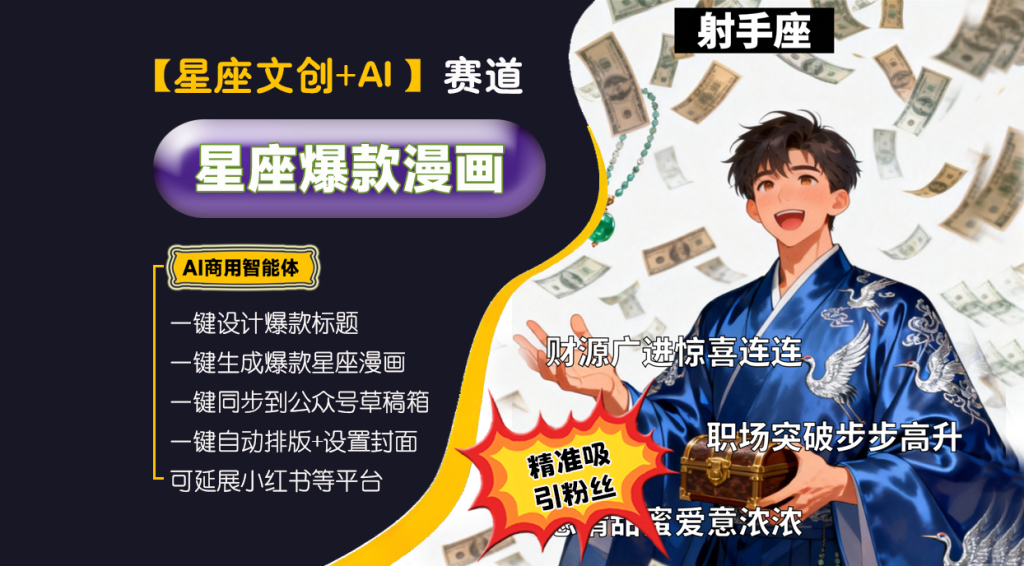 【星座文创赛道】星座爆款漫画高手︱AI商用智能体 | 壹人AI副业网