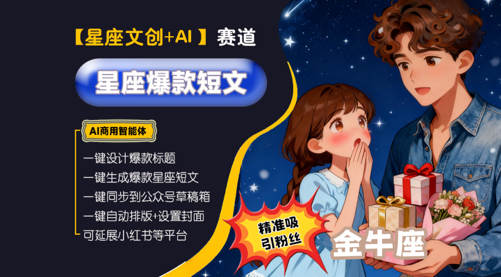 【星座文创赛道】星座爆款文案高手︱AI商用智能体 | 壹人AI副业网